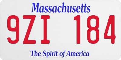 MA license plate 9ZI184