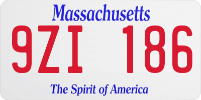 MA license plate 9ZI186