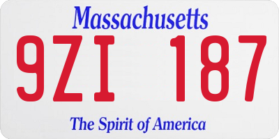 MA license plate 9ZI187