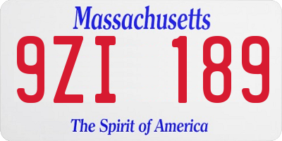 MA license plate 9ZI189
