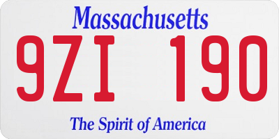 MA license plate 9ZI190