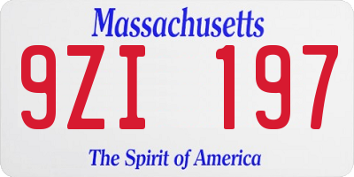 MA license plate 9ZI197