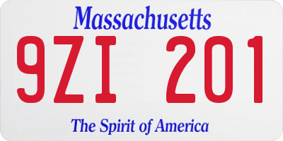 MA license plate 9ZI201
