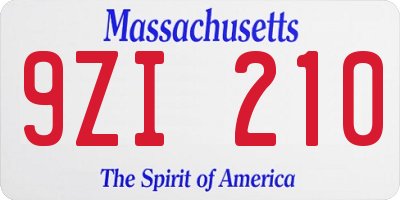 MA license plate 9ZI210