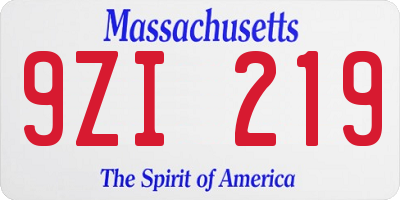 MA license plate 9ZI219