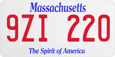 MA license plate 9ZI220