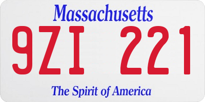 MA license plate 9ZI221
