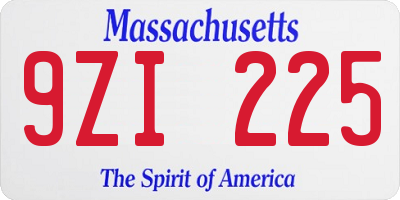 MA license plate 9ZI225