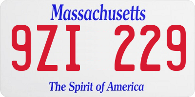 MA license plate 9ZI229