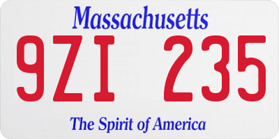 MA license plate 9ZI235