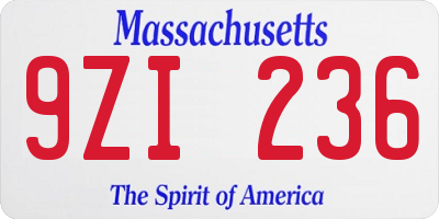 MA license plate 9ZI236