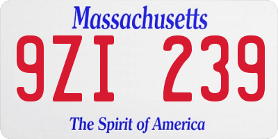 MA license plate 9ZI239