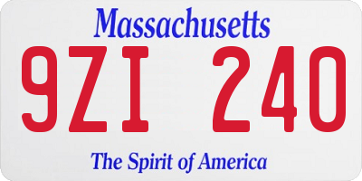 MA license plate 9ZI240