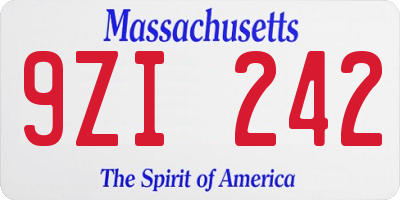 MA license plate 9ZI242