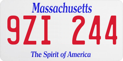 MA license plate 9ZI244