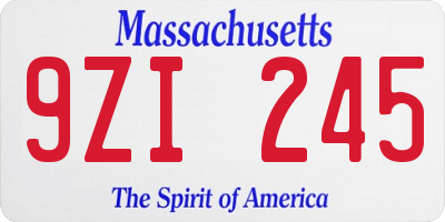 MA license plate 9ZI245