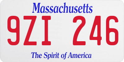 MA license plate 9ZI246