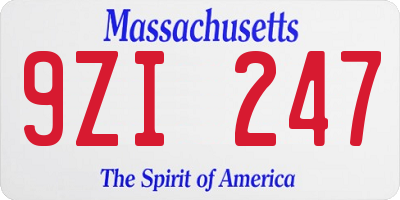 MA license plate 9ZI247