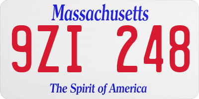 MA license plate 9ZI248
