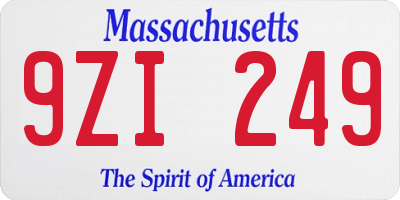 MA license plate 9ZI249