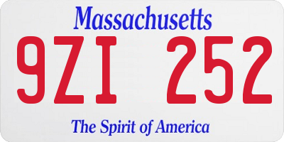 MA license plate 9ZI252