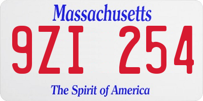 MA license plate 9ZI254