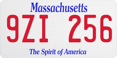 MA license plate 9ZI256