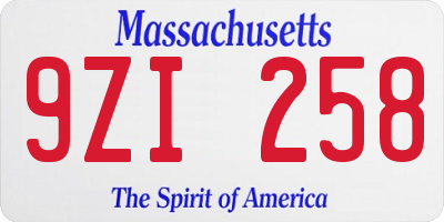 MA license plate 9ZI258