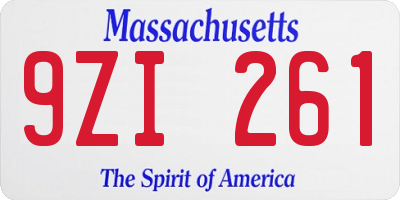 MA license plate 9ZI261