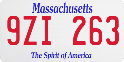 MA license plate 9ZI263
