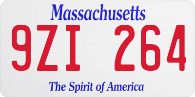 MA license plate 9ZI264