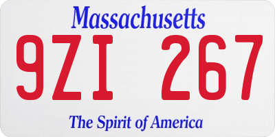 MA license plate 9ZI267