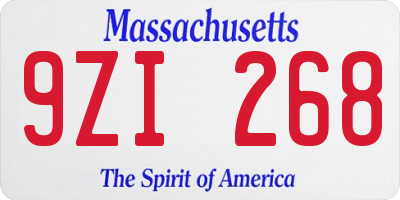 MA license plate 9ZI268