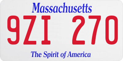 MA license plate 9ZI270
