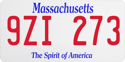 MA license plate 9ZI273