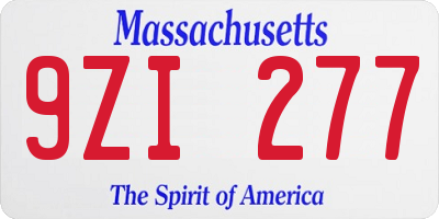 MA license plate 9ZI277