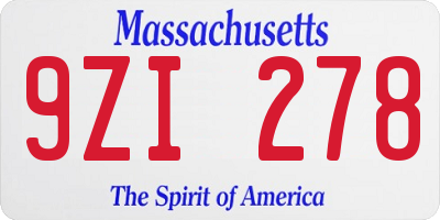 MA license plate 9ZI278