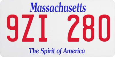 MA license plate 9ZI280