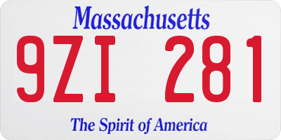 MA license plate 9ZI281