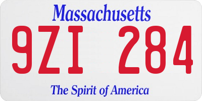 MA license plate 9ZI284