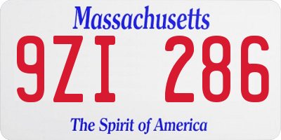 MA license plate 9ZI286