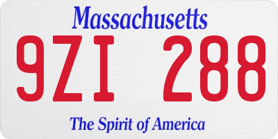 MA license plate 9ZI288