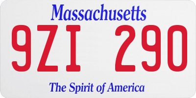 MA license plate 9ZI290