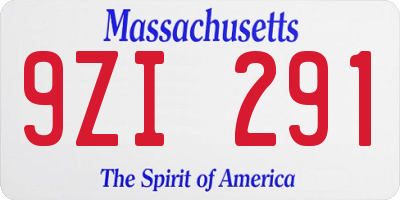 MA license plate 9ZI291