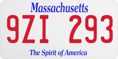 MA license plate 9ZI293
