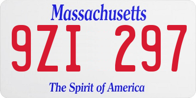 MA license plate 9ZI297