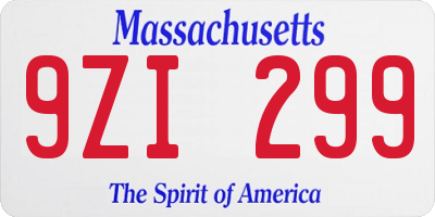 MA license plate 9ZI299