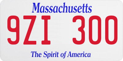 MA license plate 9ZI300