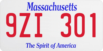 MA license plate 9ZI301