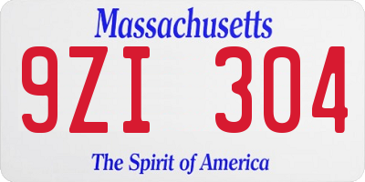 MA license plate 9ZI304